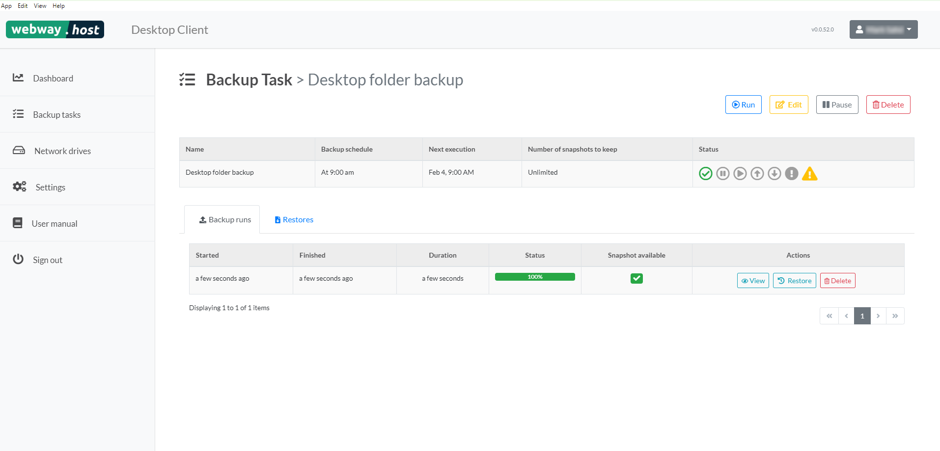 Completed backup task